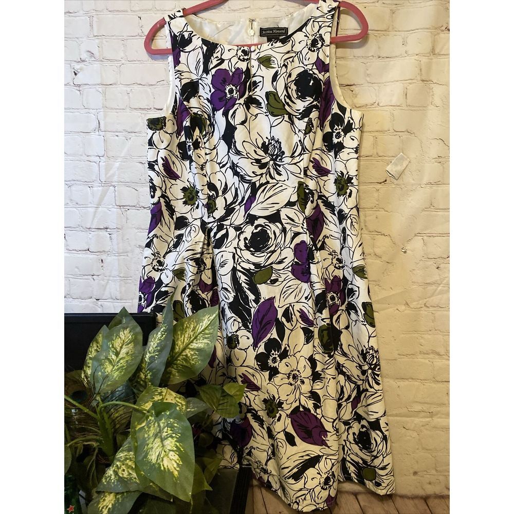 Jessica Howard Floral Print Sleeveless Dress Size 14 Pockets Wedding O